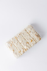 White Peanut Sherbet Blocks on a White Background, Showing Cross-Section