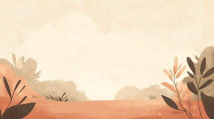 Serene Landscape With Minimalist Plant Life