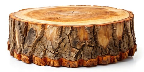 Isolated Tree Stump, White Background, Clipping Path, Wood Texture, Nature Photography, Rustic,  Natural, Stump Image,  High-Resolution, Royalty Free