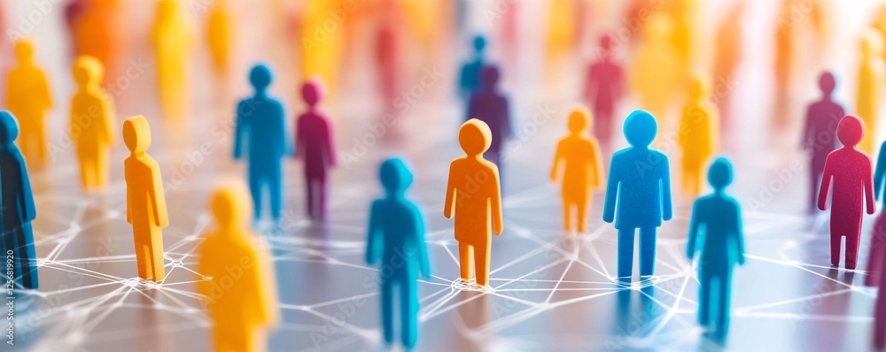 Poster Diverse people connecting with each other through a network
