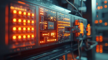 Futuristic Control Panel with Glowing Indicators