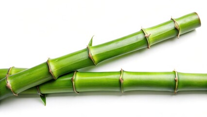 Fototapeta premium Green Bamboo Stalks on White Background