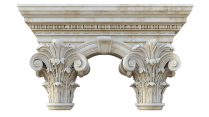 Corinthian columns supporting architrave on transparent background