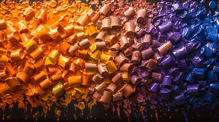 Vibrant Spectrum of Paint Canisters in a Colorful Display with Artistic Background