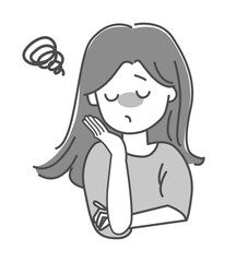困っている女性のイラスト素材