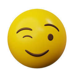 3d Emoticon Wink Face Yellow Ball Emoticon Emoji or Smiley
