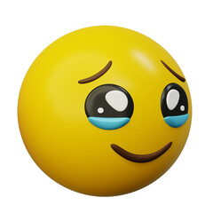 3d Emoticon Holding Back Tears Face Yellow Ball Emoticon Emoji or Smiley