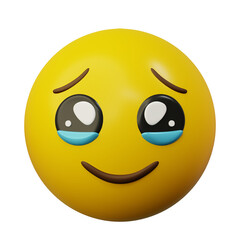 3d Emoticon Holding Back Tears Face Yellow Ball Emoticon Emoji or Smiley