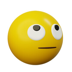 3d Emoticon Rolling Eyes Up Face Yellow Ball Emoticon Emoji or Smiley