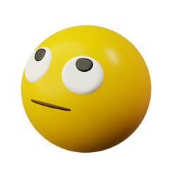 3d Emoticon Rolling Eyes Up Face Yellow Ball Emoticon Emoji or Smiley