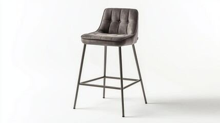 Grey Velvet Bar Stool, Studio Shot