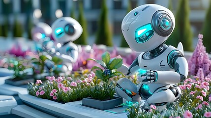 Robots Tending Garden, Future Tech, AI - AI and Robotics