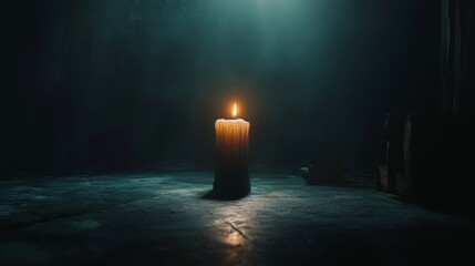 A Single Candle Illuminates a Dark Room: A Moment of Tranquility