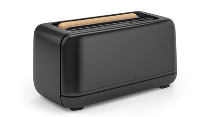 Modern Black Toaster on White Background