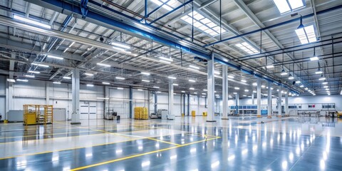 Factory Floor with Energy Efficient LED Lighting