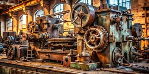 Fototapeta premium Rusty Old Industrial Machinery , machinery, machinery parts , machinery