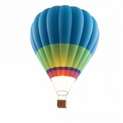 Fototapeta premium Colorful hot air balloon floating against white background
