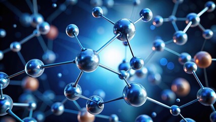 Molecule on dark background with atoms and electrons