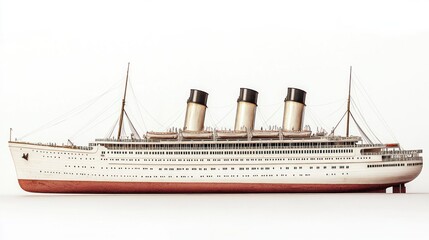 Fototapeta premium Vintage Model Ship, White, Isolated