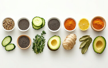 Healthy Food Ingredients for a Wellness Lifestyle  A Vibrant Collection of Natural Superfoods