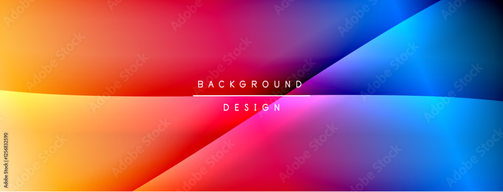 Poster Bright rainbow style color gradient with curve round shape line background. Vector Illustration For Wallpaper, Banner, Illustration, landing page
