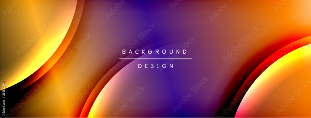 Poster bright rainbow style color gradient with curve round shape line background. vector illustration for 
