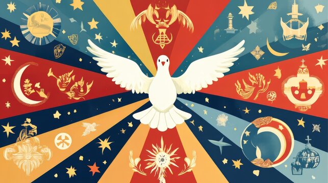 A Dove of Peace: A Colorful Vintage Religious Art