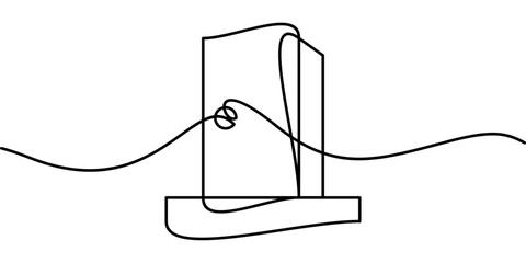 continuous line drawing of open door symbol. abstract line art illustration