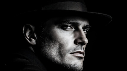 Fototapeta premium a mysterious film noir detective in a fedora