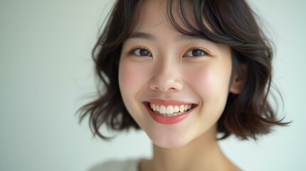 Fototapeta premium Happy Woman Smiling Face Portrait.