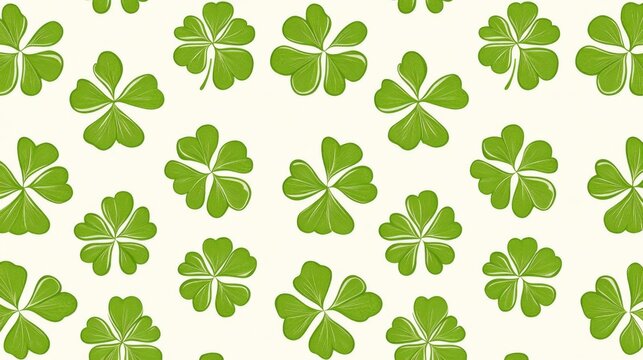 Green clover leaf pattern on white background