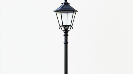 Black vintage street lamp against white wall