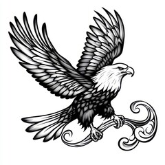 Fototapeta premium Majestic Eagle in Flight with Detailed Feather and Wing Design
