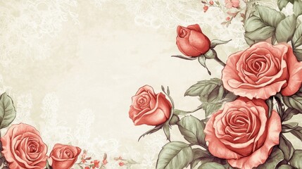 Elegant vintage style illustration of roses with soft background