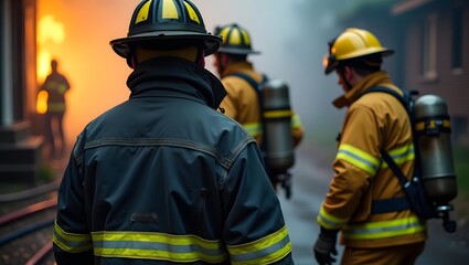 Fototapeta premium Disaster response team provides assistance and relief after fire