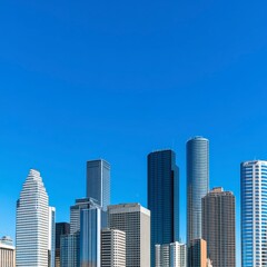 Fototapeta premium Modern City Skyline with Tall Buildings Against Clear Blue Sky
