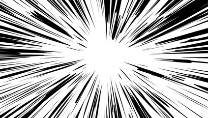 Naklejka premium Abstract black and white radial burst, speed lines design.