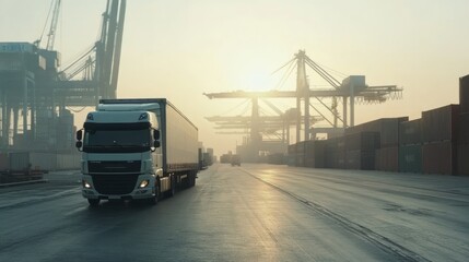 Fototapeta premium Modern Freight Transport at a Busy Port