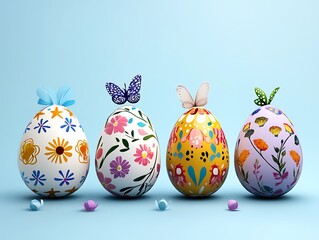 Fototapeta premium Colorful easter egg decorations spring celebration digital art festive environment close-up view