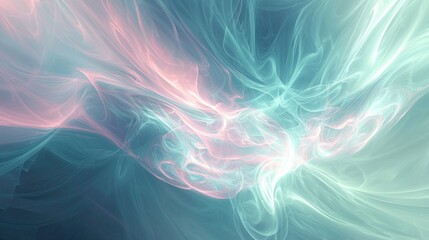 Fototapeta premium Abstract Teal and Pink Swirls: A Dreamlike Digital Art Piece