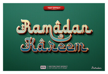 Ramadan Kareem event editable text effect ramadan kareem 3d Cartoon template style premium vector.
