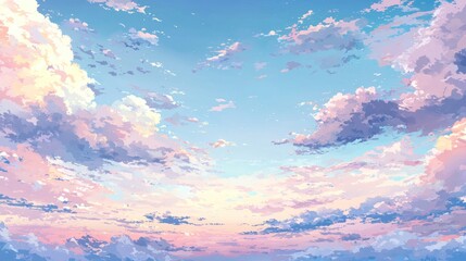 Naklejka premium Pastel Sky: A Dreamlike Cloudscape at Dawn