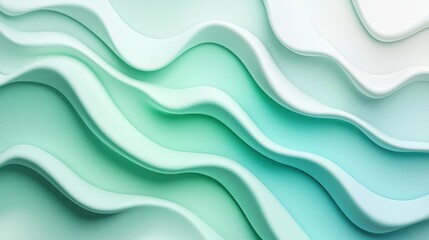 Abstract Mint Green Waves: A Serene 3D Render