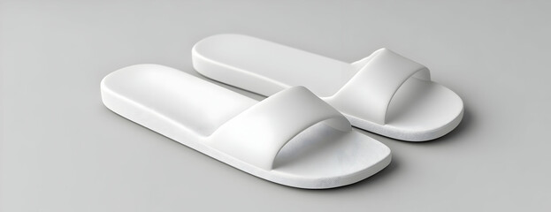 White slides on gray background, summer fashion