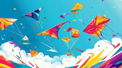 Vibrant Kite Festival in the Sky: A Colorful Celebration of Freedom and Joy