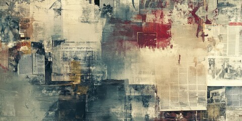 Obraz premium Abstract artistic collage with fragments of newsprint and paint