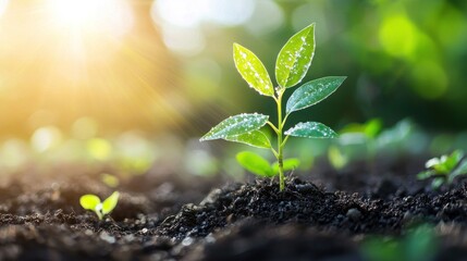 New Life: A Tiny Seedling Emerging in Sunlight