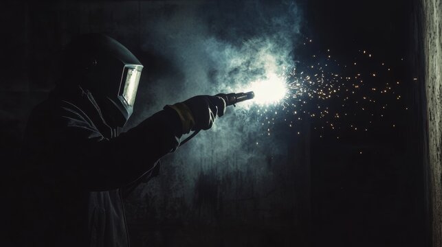 Welding in the Dark: A Powerful Industrial Scene