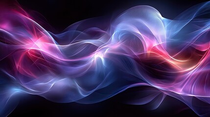 Obraz premium Abstract flowing waves of vibrant colors in a dark background, creating a dynamic visual effect