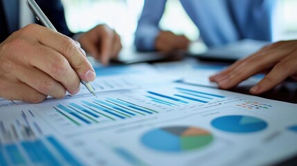 Businesspeople Analyzing Financial Charts and Graphs